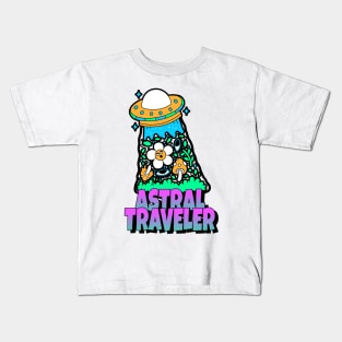 Astral Traveler Space Ship Shrooms Kids T-Shirt